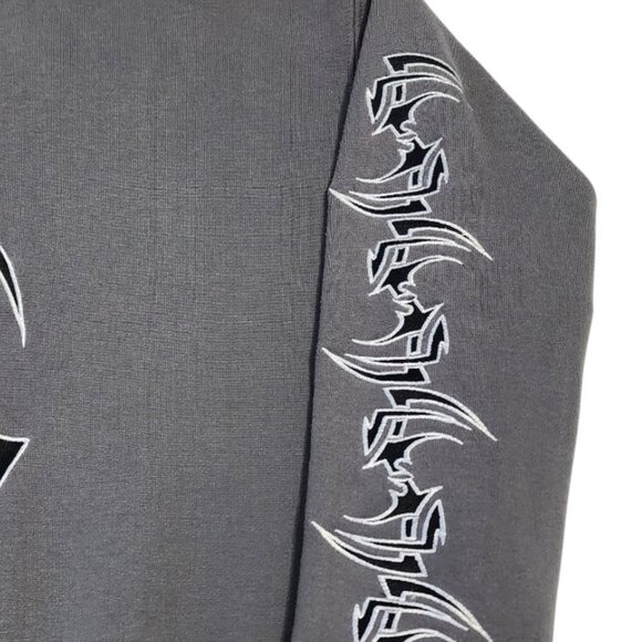 Sapphire Lounge Men's Large Gray Tribal Star Graphic Hoodie Y2k Streetwear - Picture 7 of 16